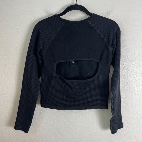 NEW Fp Movement Womens M/L Bail Out Long Sleeve Waffle Knit Crop Top Cutout Back - Picture 10 of 11